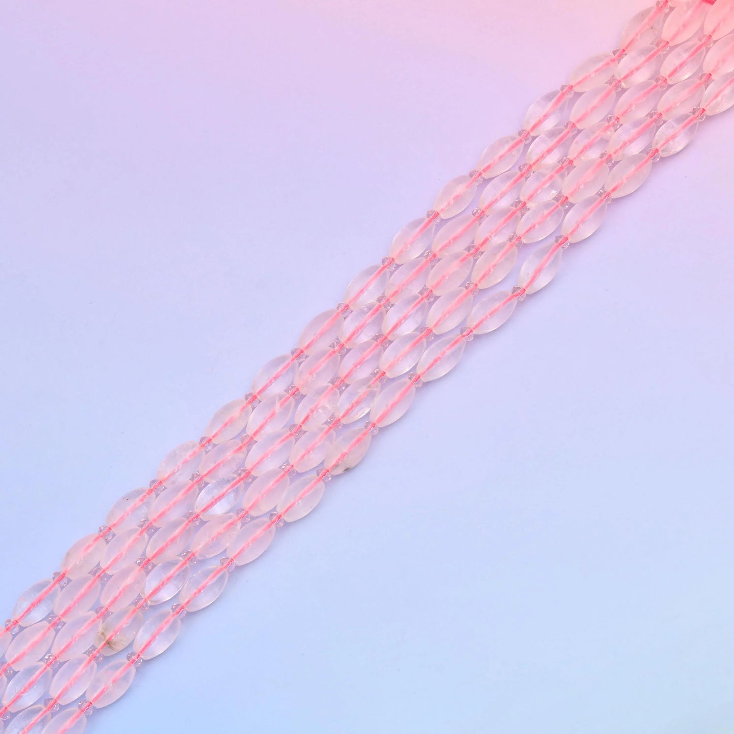Rose quartz beads in clear candy pink tones