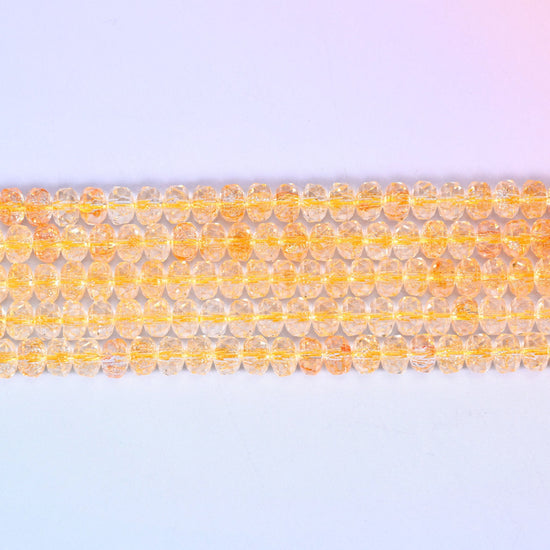 Transparent Gold Faceted Rondelle Glass Beads in warm champagne gold