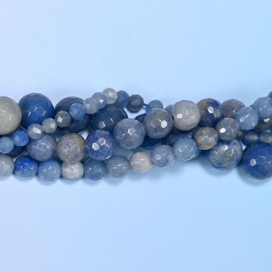 Denim Blue Aventurine Faceted Round Beads 4mm 6mm 8mm 10mm, 4mm approximately 86 beads / 6mm approximately 58 beads / 8mm approximately 45 beads / 10mm approximately 35 beads