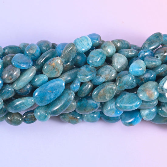 Blue Apatite Pebble Nugget Beads 6-8mm, hole 1.0mm