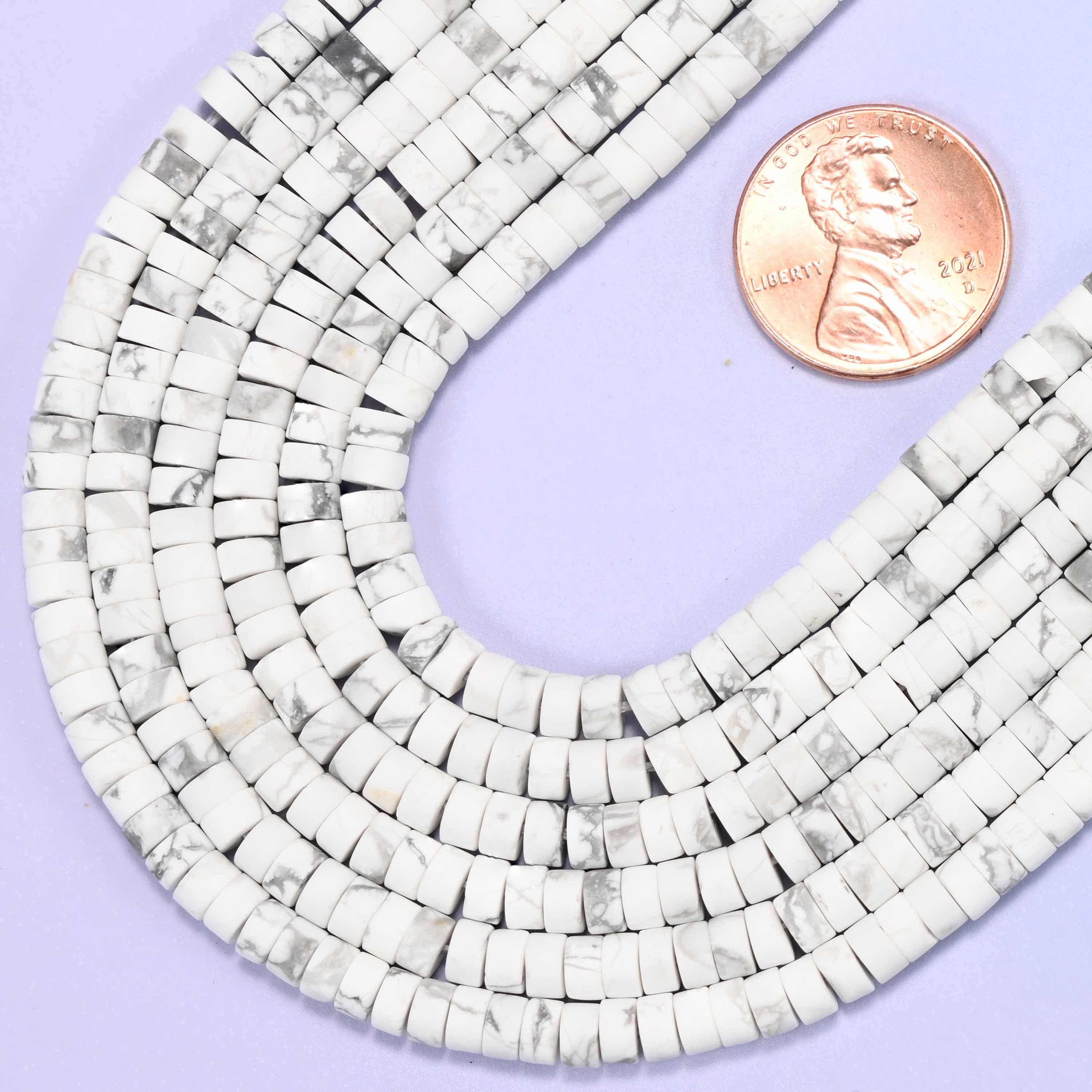 Matte White Howlite Heishi Disc Beads: Jewelry Making Supply, 15 Inch Strand