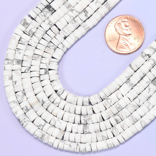 Matte White Howlite Heishi Disc Beads: Jewelry Making Supply, 15 Inch Strand