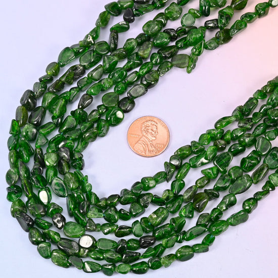 Chrome Diopside Pebble Nugget Beads 6-8mm 8-10mm Jewelry Making 15.5" Strand