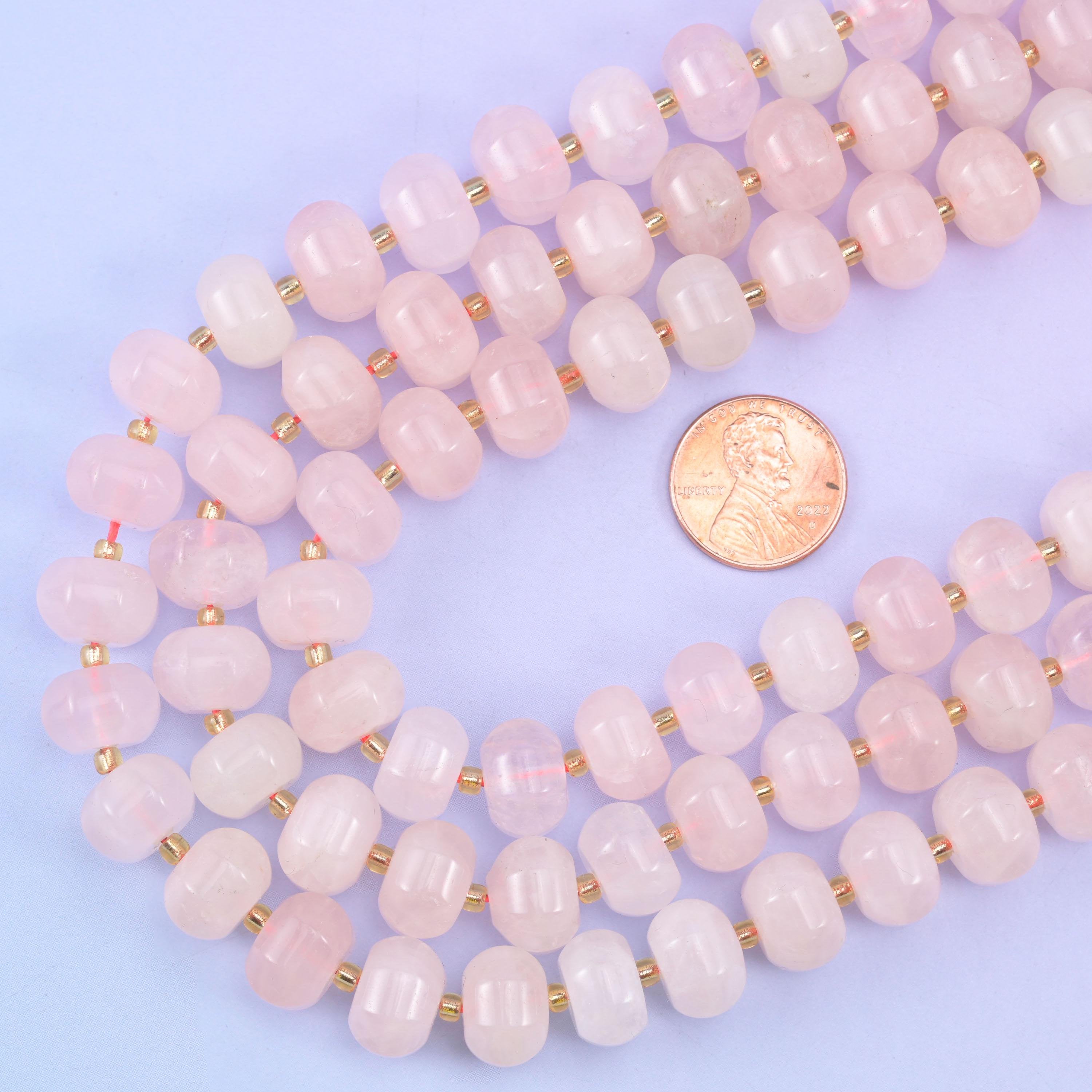 Pumpkin cut rose quartz beads