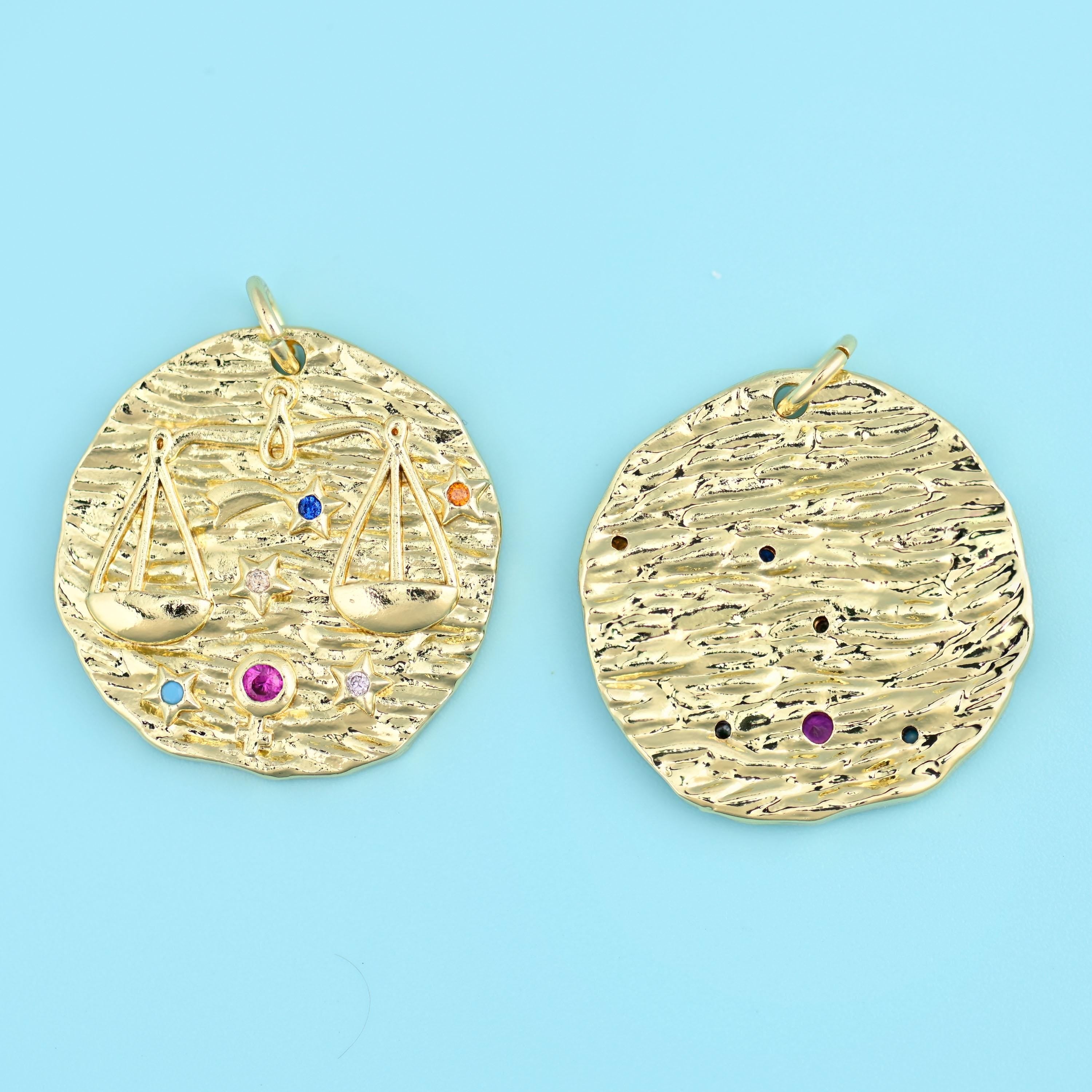 18K Gold Filled Zircon Zodiac Sign Pendants for DIY Jewelry Making Supply