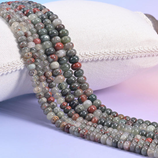 African Bloodstone Smooth Rondelle Beads 4x6mm 5x8mm