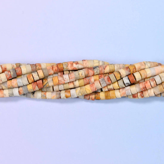 Matte crazy agate heishi disc beads, approximately 155 per strand
