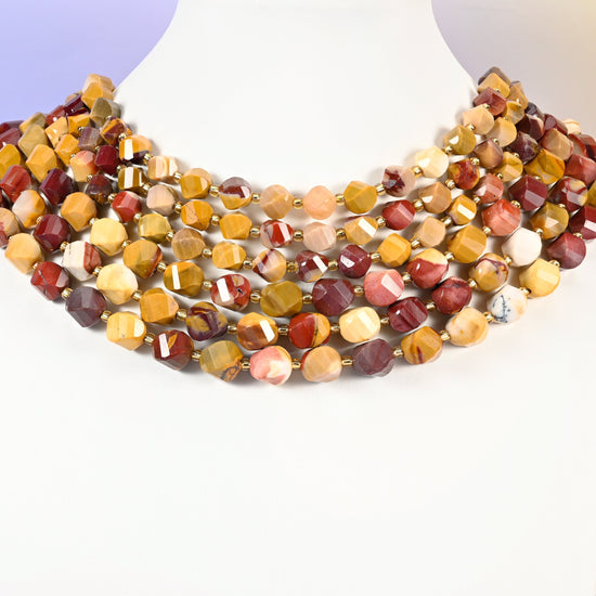 Mookaite jasper beads, faceted spiral twist, 8mm 10mm