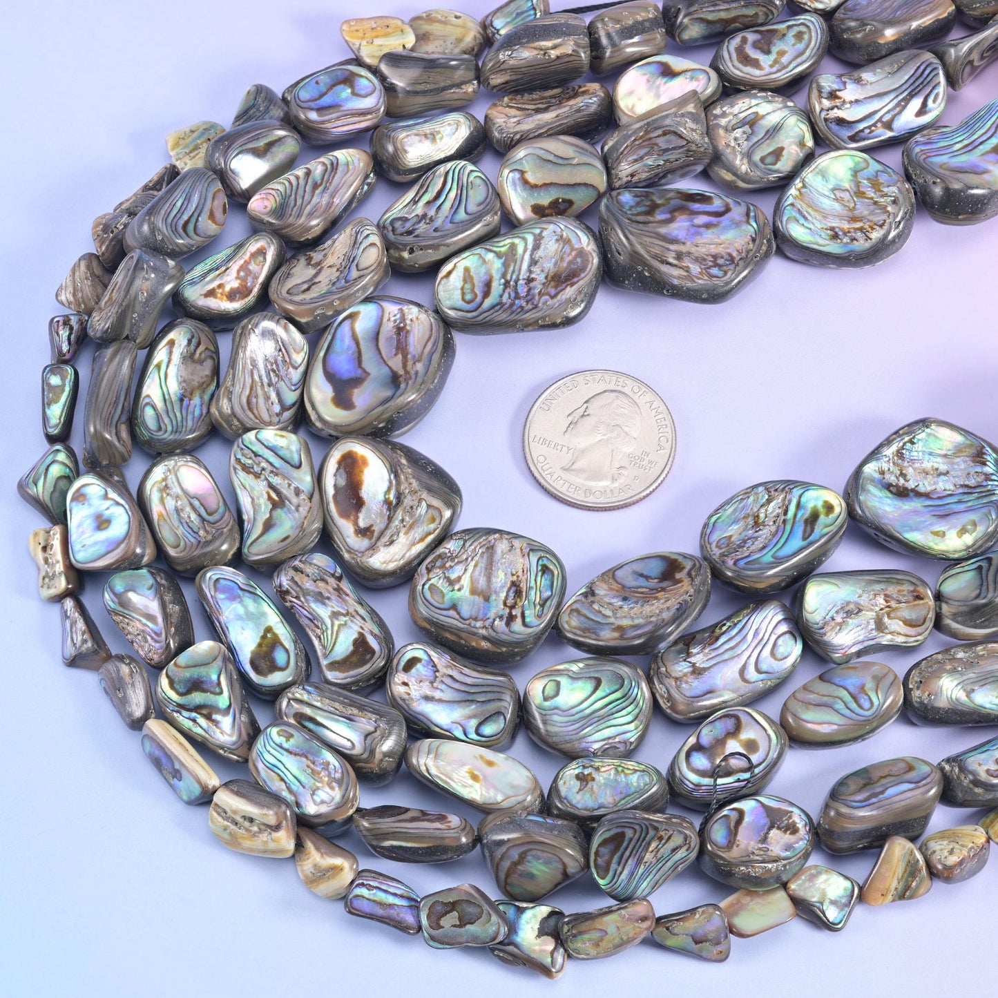 Irregular freeform nugget cut abalone shell beads