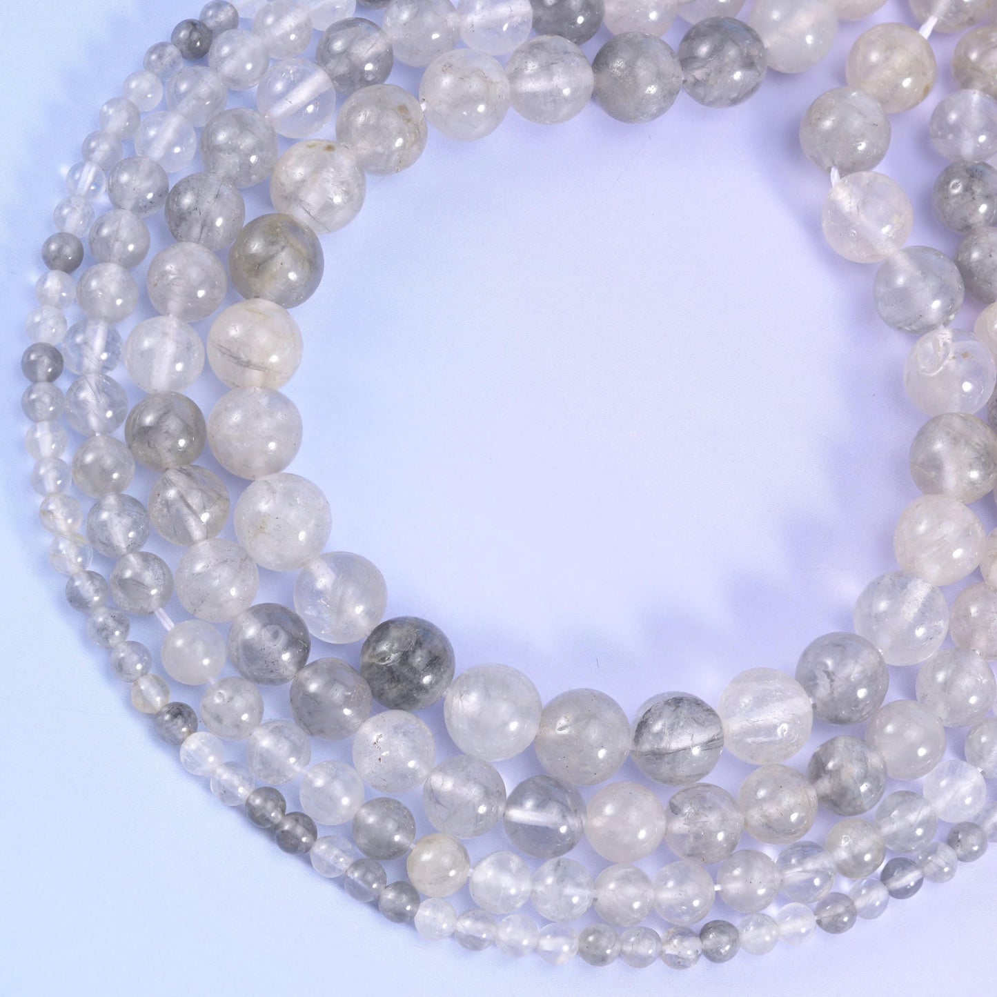 Cloudy Quartz Smooth Round Beads 4mm 6mm 8mm 10mm, sold per 15.5 inch strand
