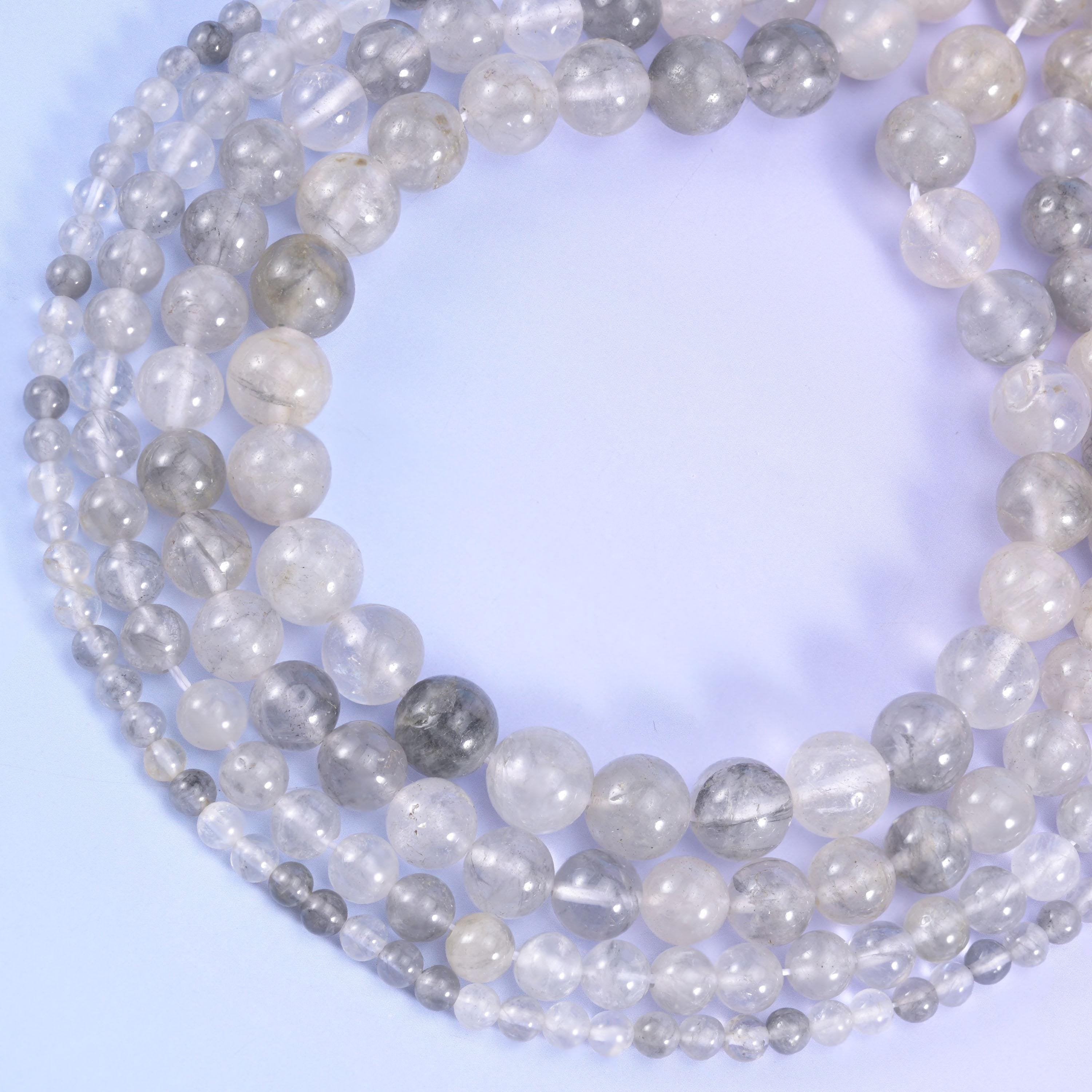 Cloudy Quartz Smooth Round Beads 4mm 6mm 8mm 10mm, sold per 15.5 inch strand