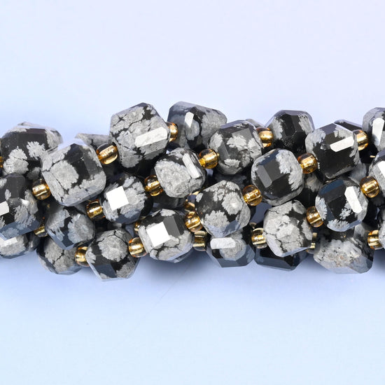 Snowflake Jasper Faceted Cube Beads, approximately 1.2mm hole