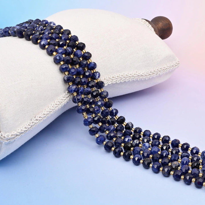 Blue Sodalite Faceted Rondelle Beads