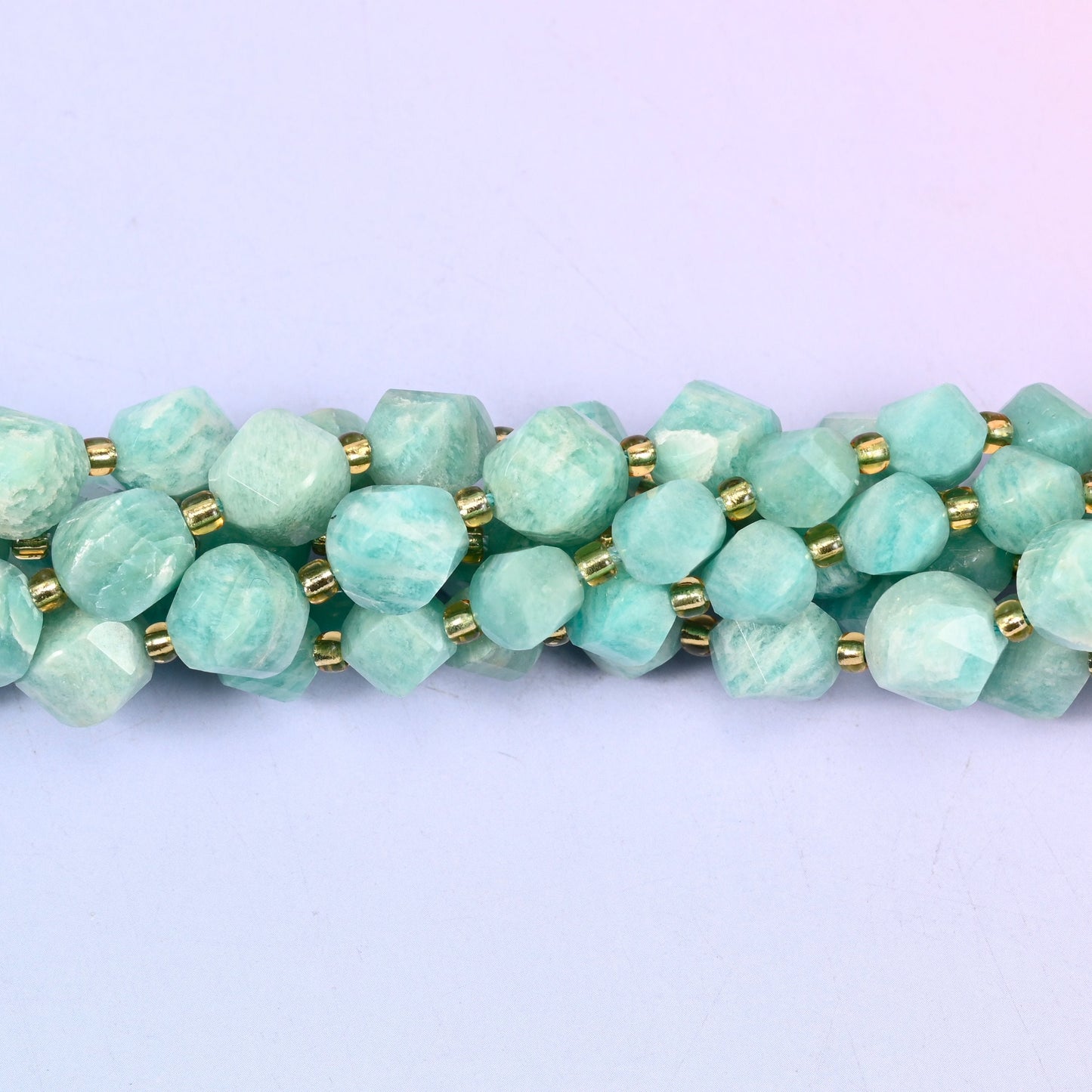 Green Amazonite Faceted Spiral Twist Beads, 8mm approximately 38 beads / 10mm approximately 31 beads