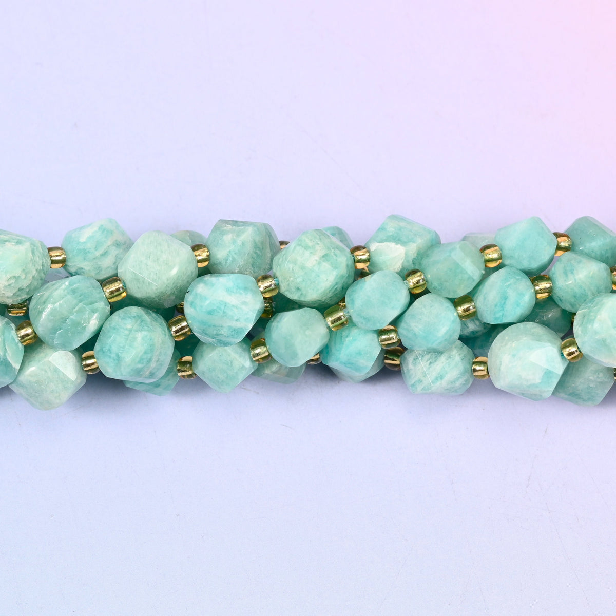 Green Amazonite Faceted Spiral Twist Beads, 8mm approximately 38 beads / 10mm approximately 31 beads