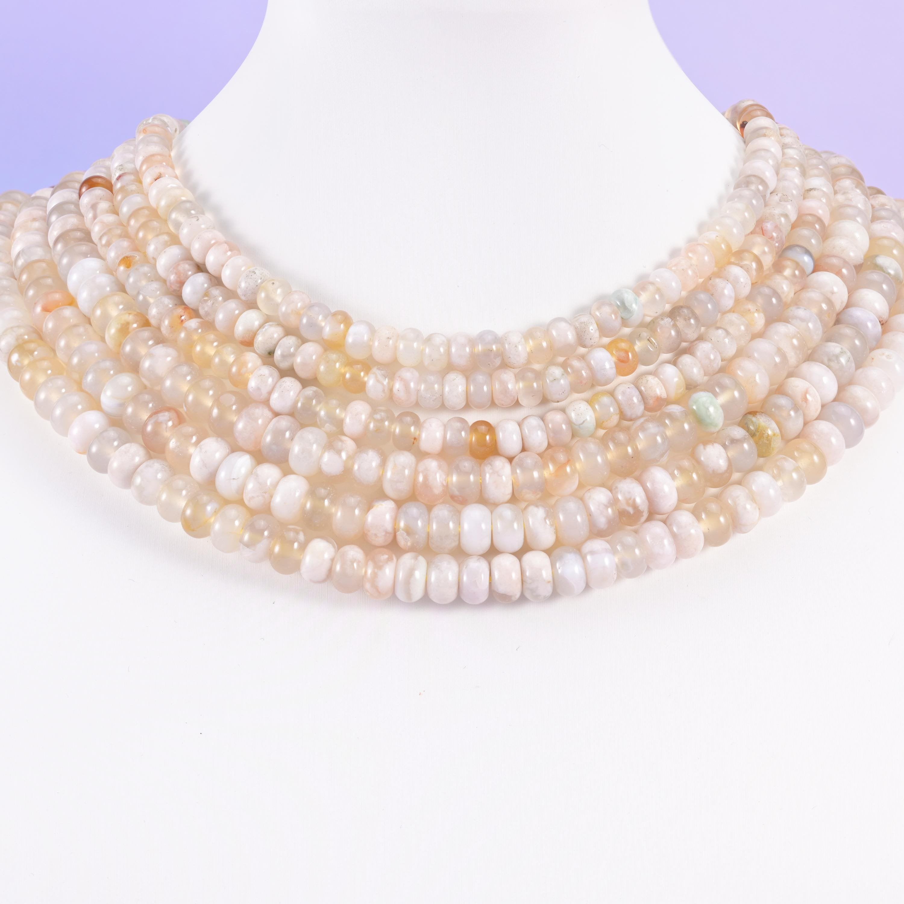 Sakura Agate beads, rondelle shape, 4x6mm and 5x8mm
