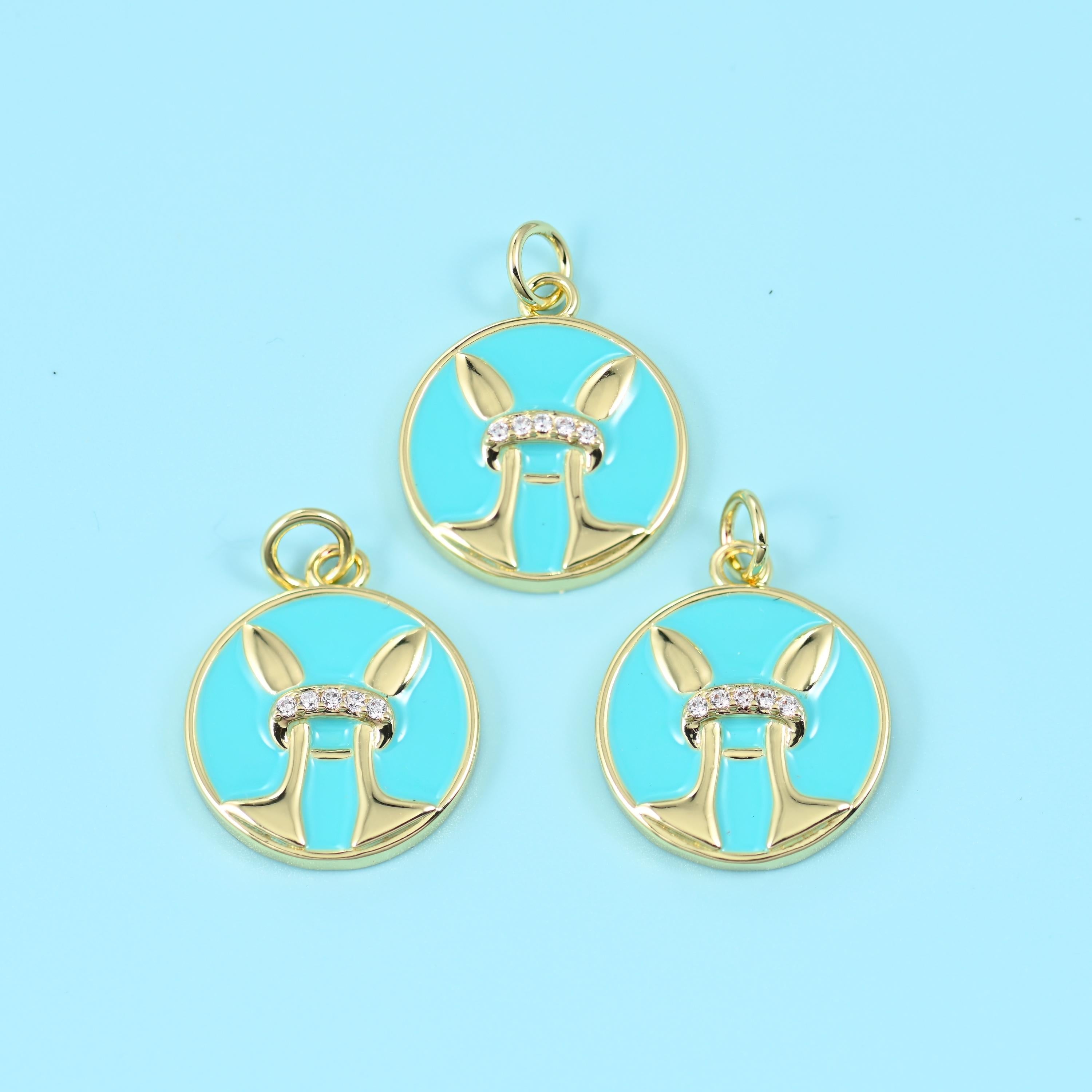 14K Gold Filled Enamel Zodiac Sign Charm 15mm