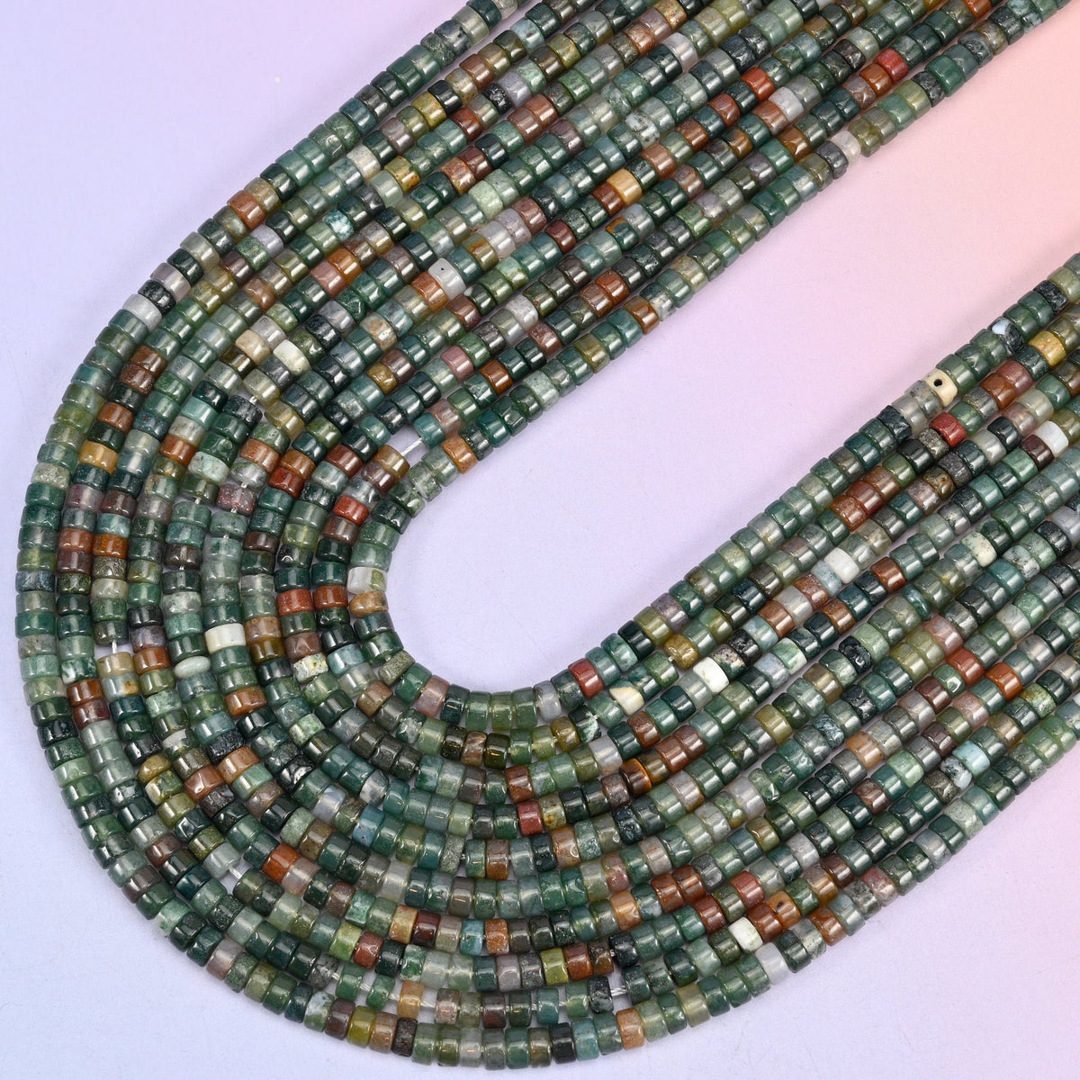 Indian Agate Smooth Heishi Disc Beads, 15.5 inch strand