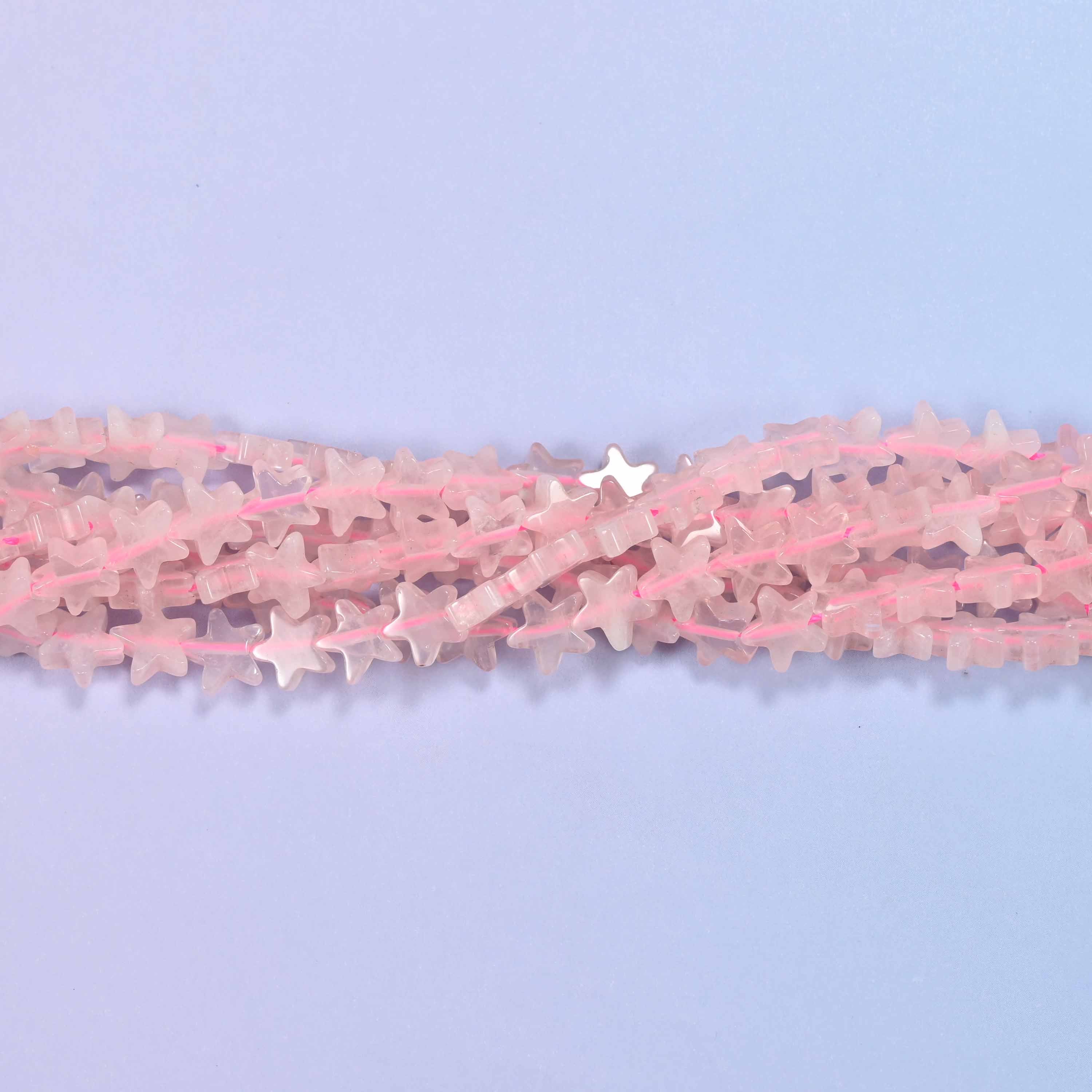 Rose Quartz Flat Star Beads: Size 6mm, Jewelry Making, 15 Inch Strand