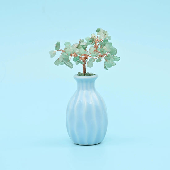 Blue Flower Ceramic Pot Gemstone Tree, sold per piece.