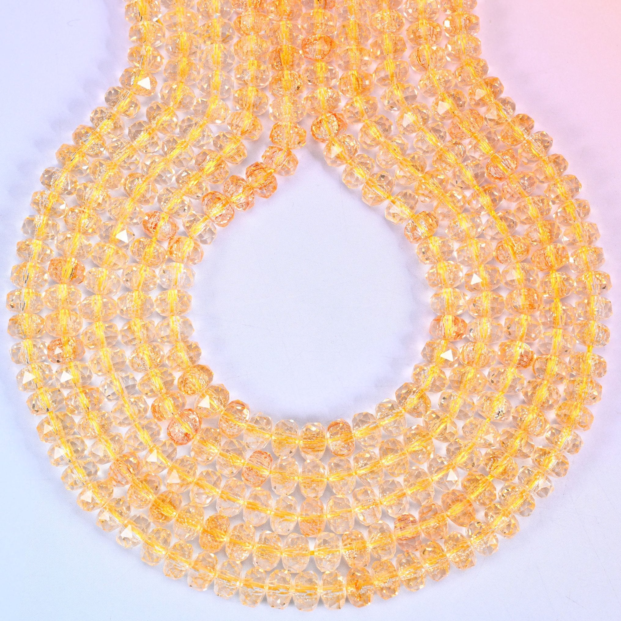 Transparent Gold Faceted Rondelle Glass Beads, hole approximately 1.2mm