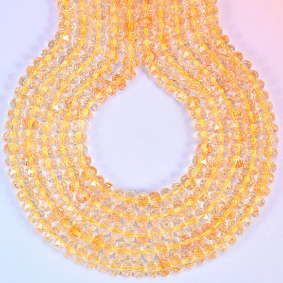 Transparent Gold Faceted Rondelle Glass Beads, hole approximately 1.2mm