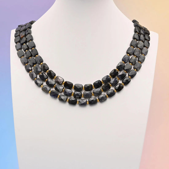 Iolite beads, faceted rectangular shape, 10x8mm