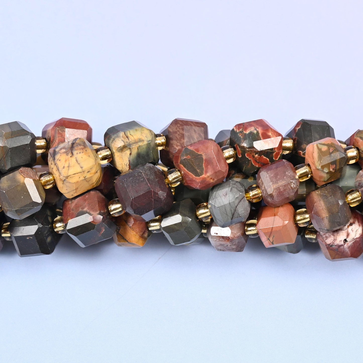 Red Howlite Faceted Cube Beads, sold per 15 inch strand