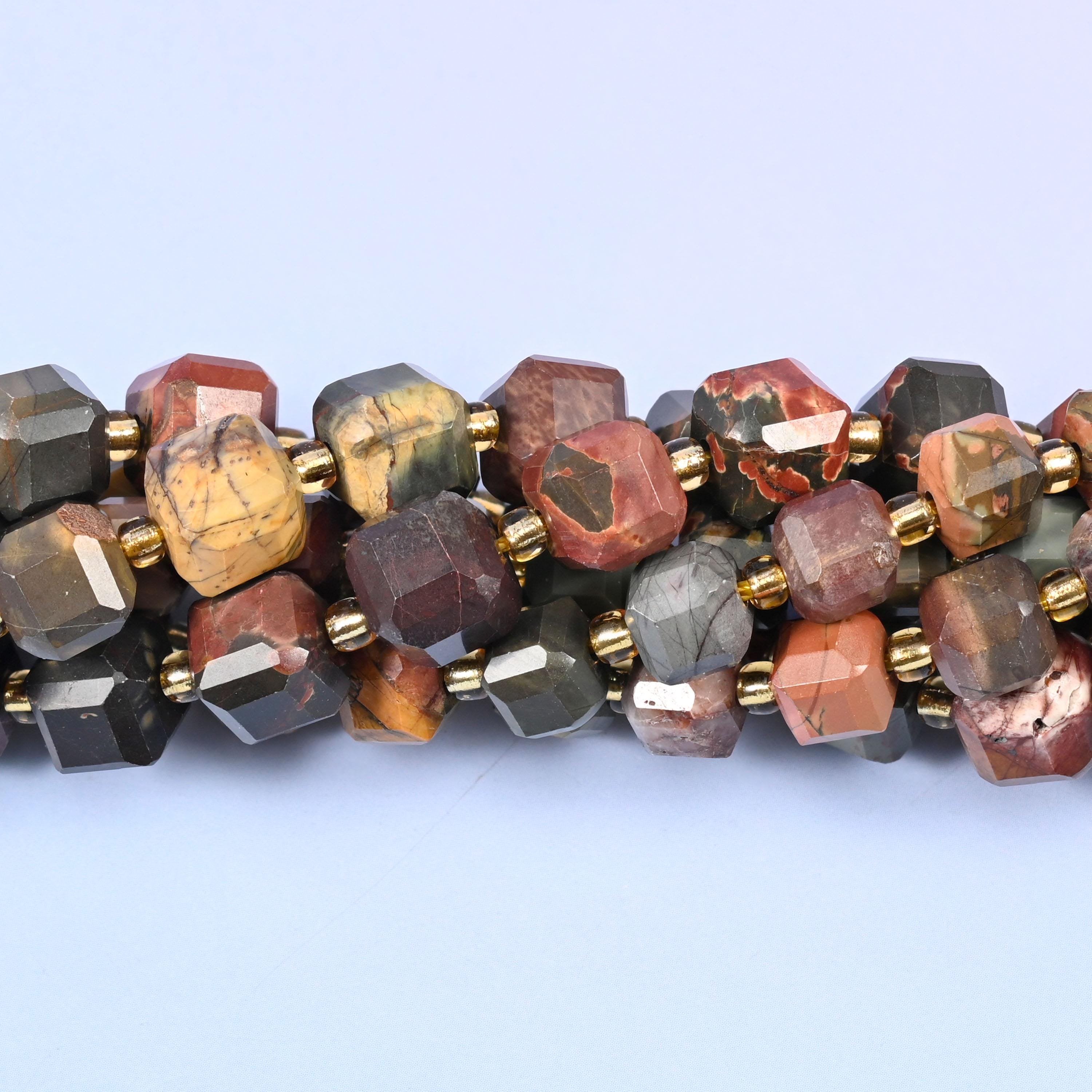 Red Howlite Faceted Cube Beads, sold per 15 inch strand