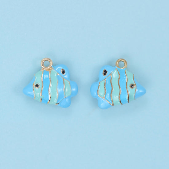Enamel Tropical Fish Charm 16x15mm, lead free and nickel free