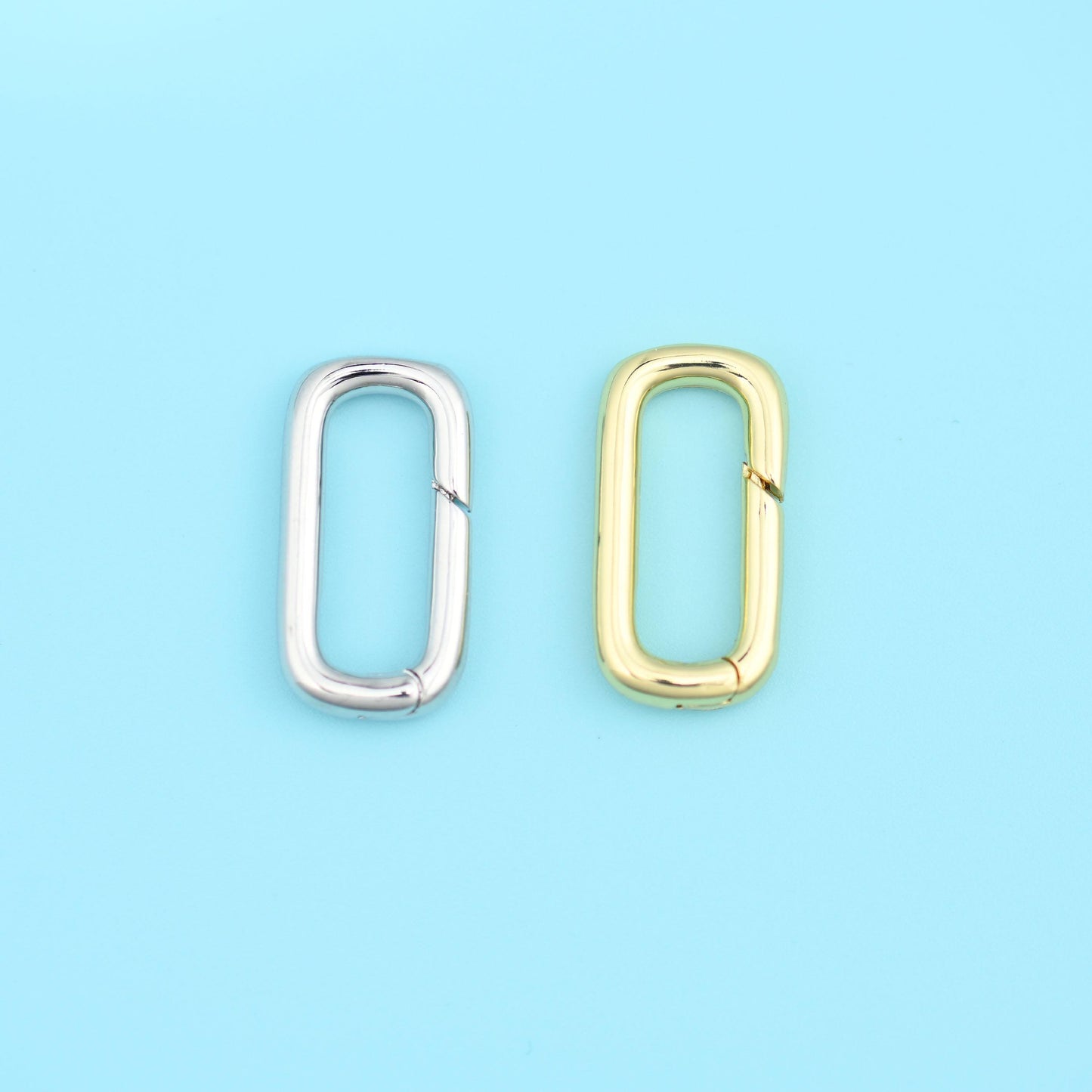 Brass, 18K Gold Filled — lead free and nickel free beads, rectangle carabiner clasp, 18.92 x 9.88mm
