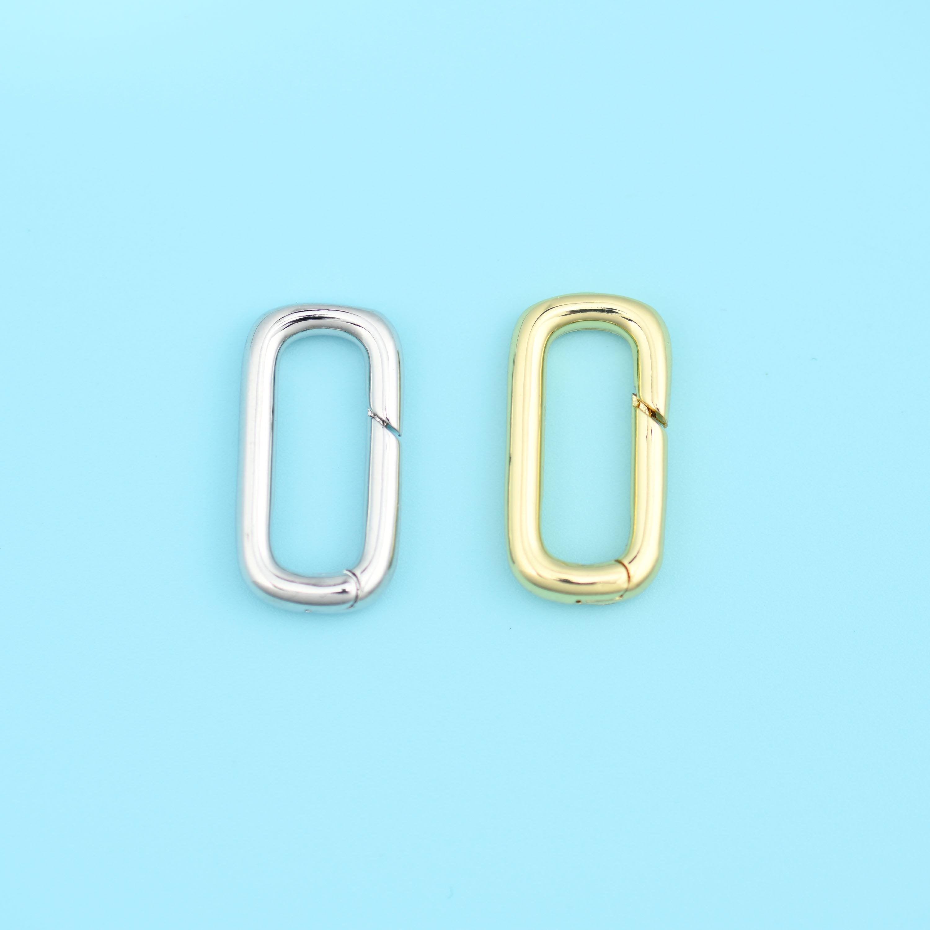 Brass, 18K Gold Filled — lead free and nickel free beads, rectangle carabiner clasp, 18.92 x 9.88mm