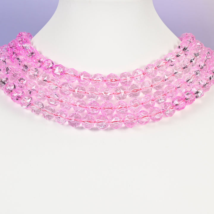 Pink glass beads, faceted round, 10mm