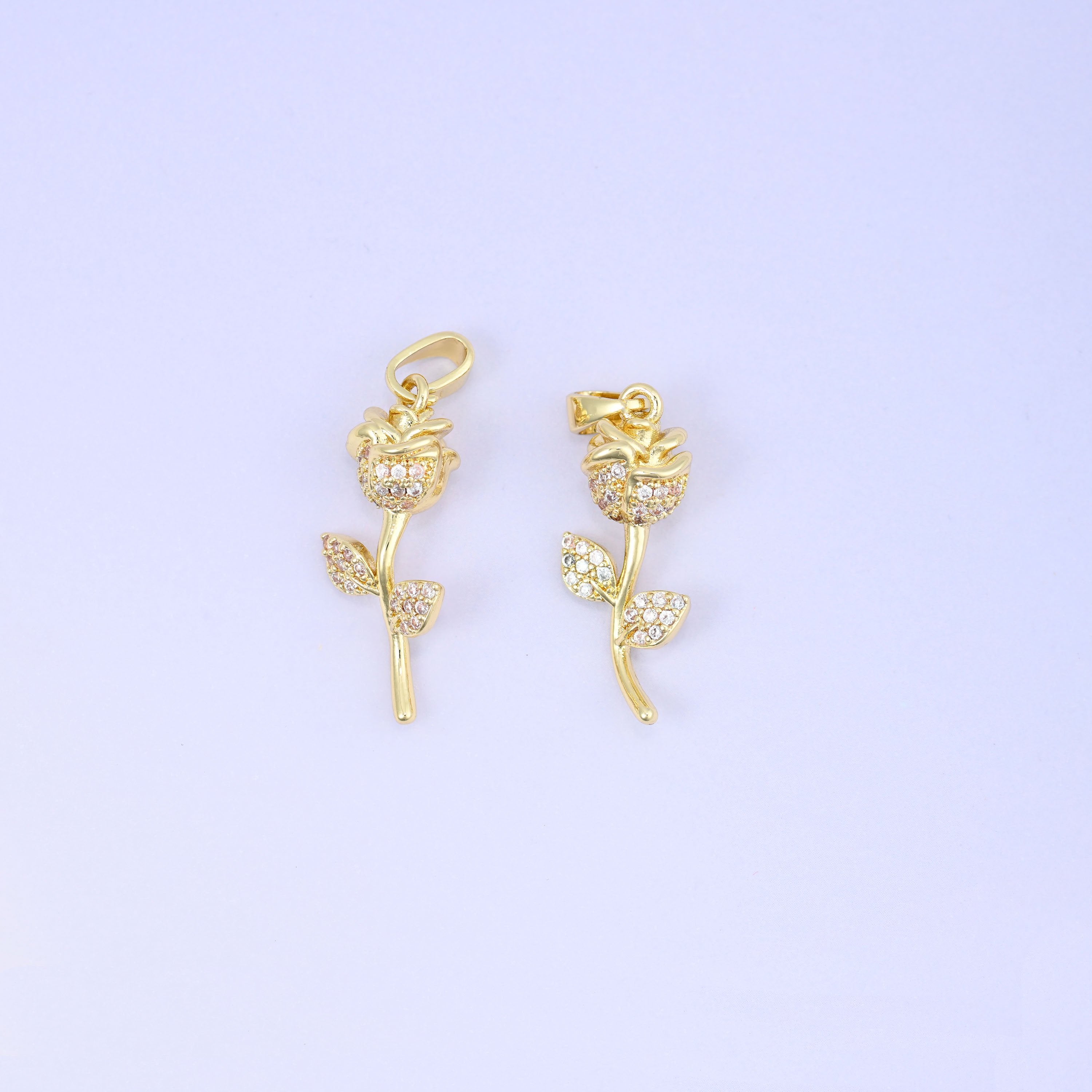 Rose Flower Charm Pendant, approximately 22.50mm x 10.68mm