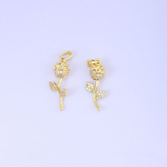 Rose Flower Charm Pendant, approximately 22.50mm x 10.68mm