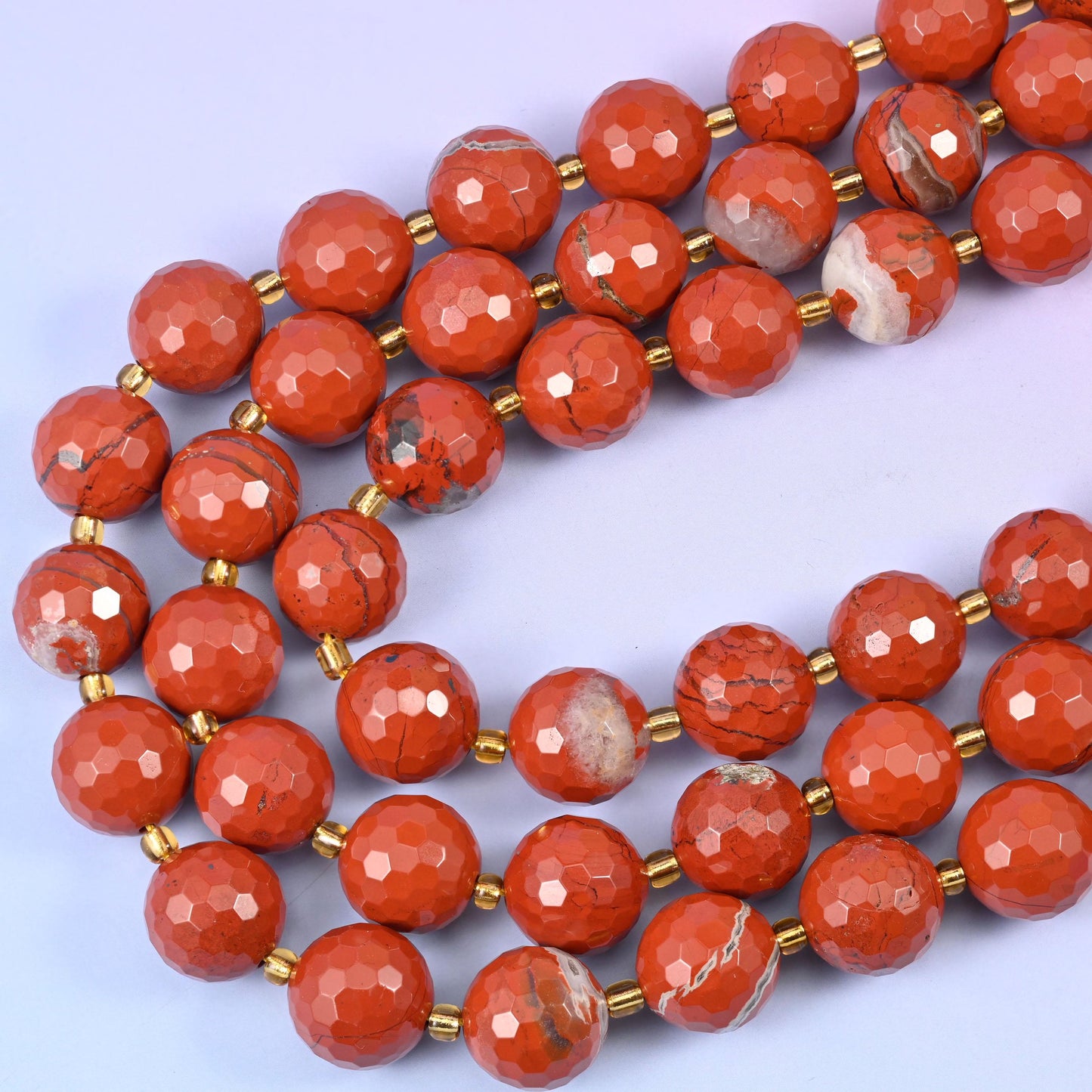 Flower Red Jasper Faceted Round Beads, hole approximately 1.5mm