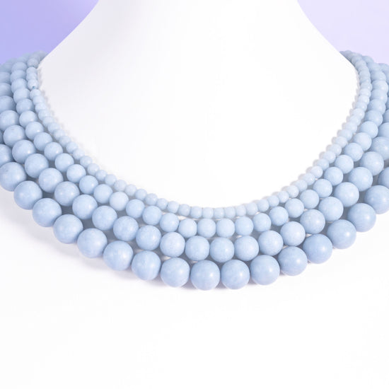 Angelite beads, matte round, 4mm, 6mm, 8mm, 10mm