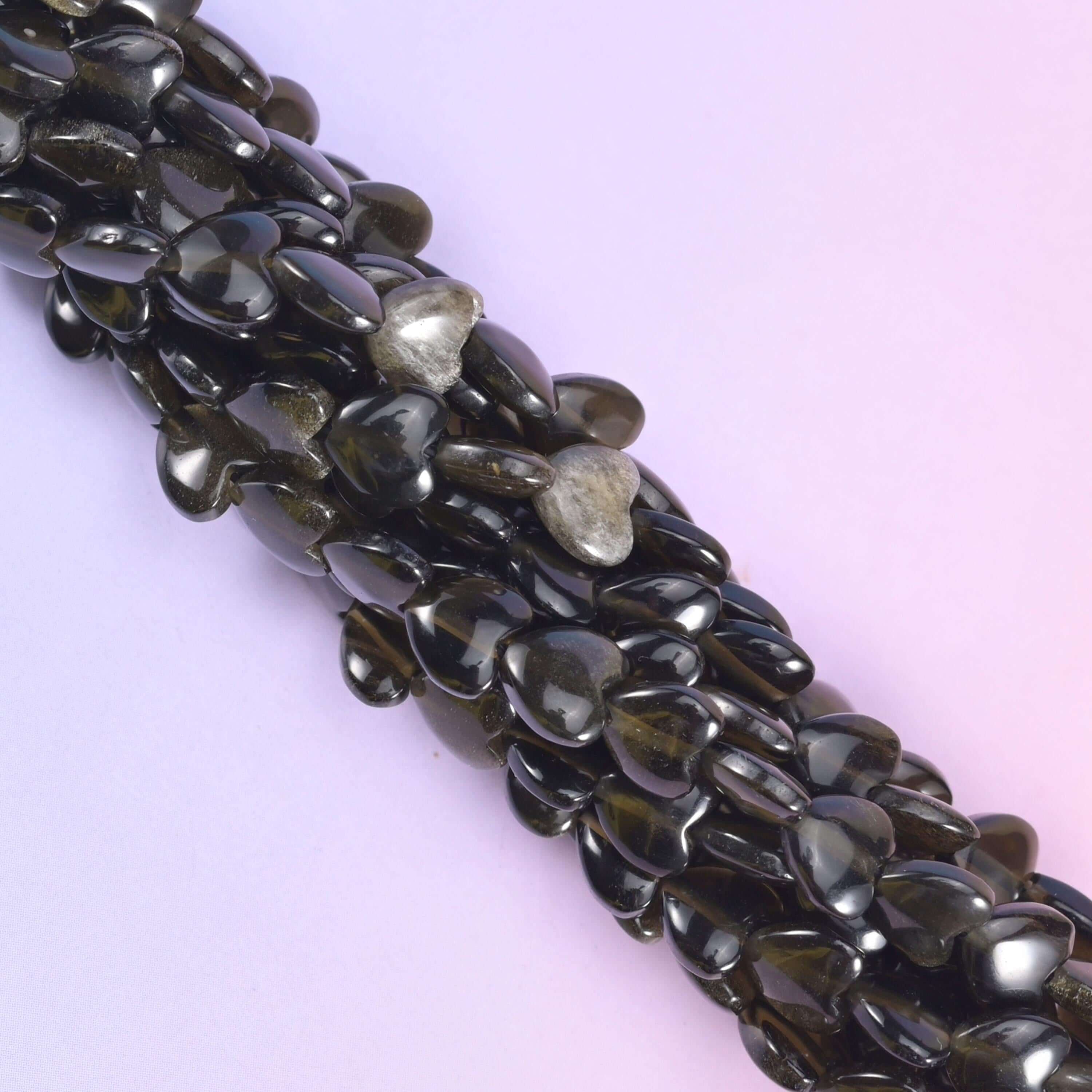 Gold Obsidian Heart Beads, approximately 70 beads per strand