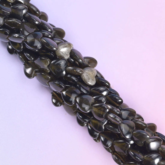 Gold Obsidian Heart Beads, approximately 70 beads per strand