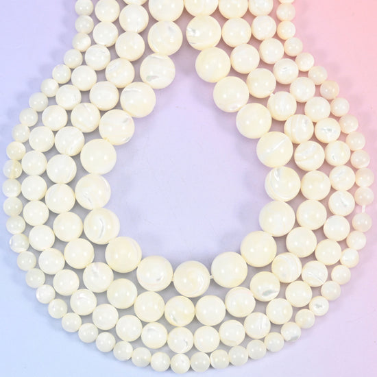 White Trochus Shell Round Beads: Jewelry Making Supply