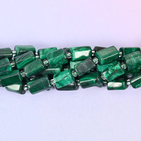 Malachite Faceted Tube Beads Size 9x7mm Jewelry Making 15.5 Inch Strand