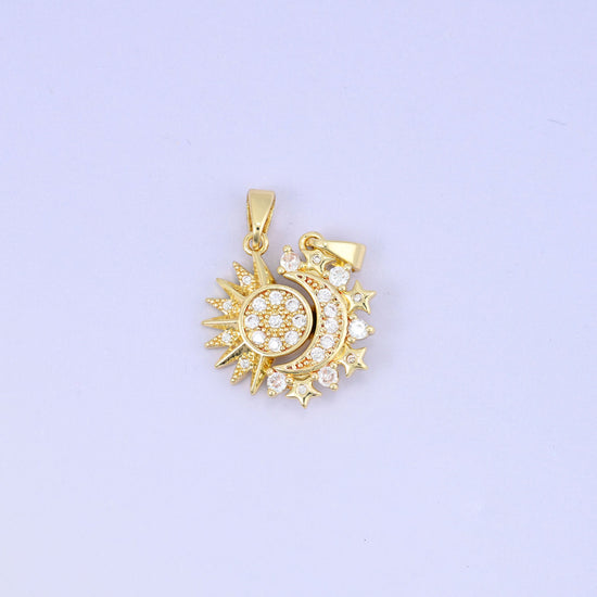 Magnetic sun and moon pendants that join together