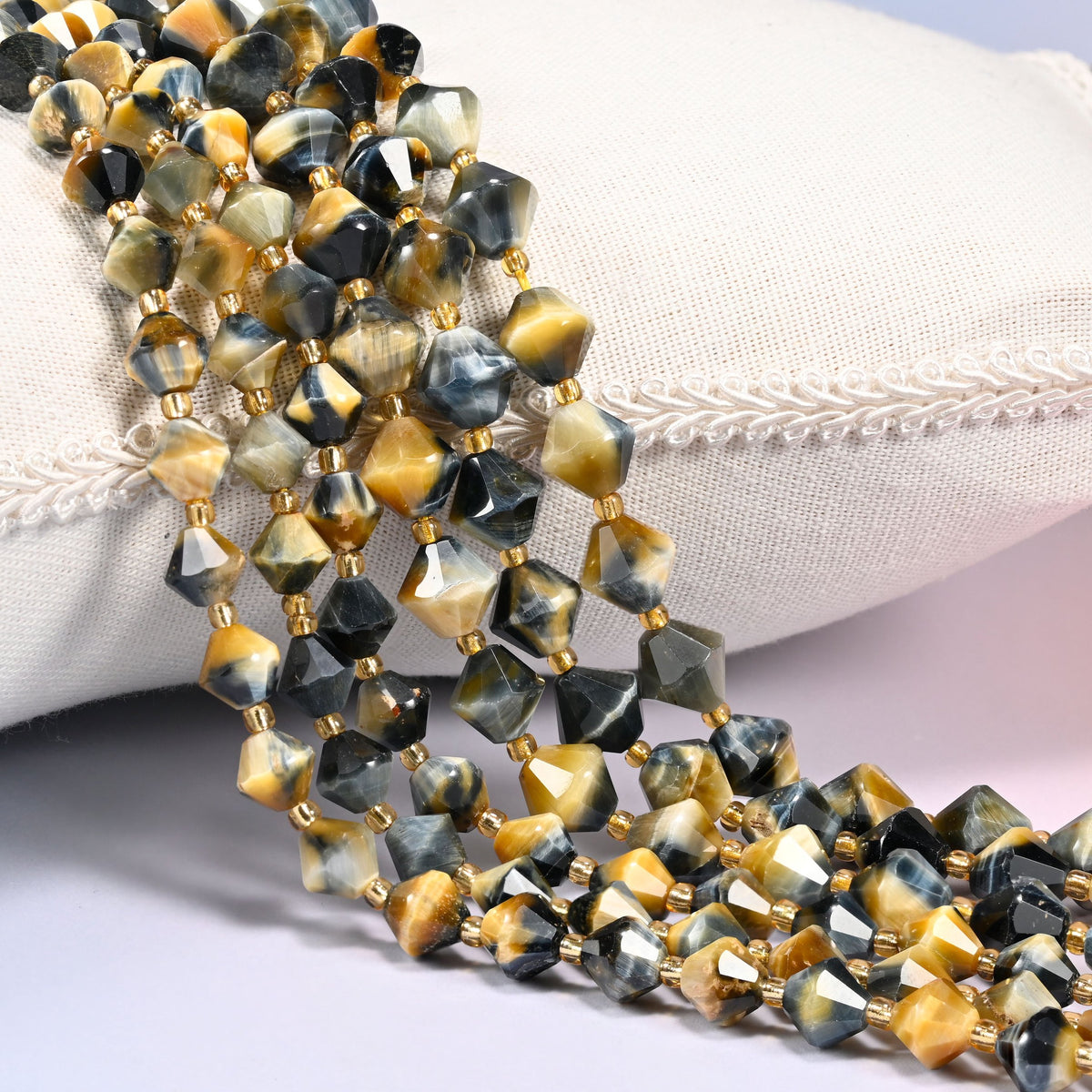 Dream Tiger Eye Bicone Beads 8mm 10mm Jewelry Making 15 Inch Strand