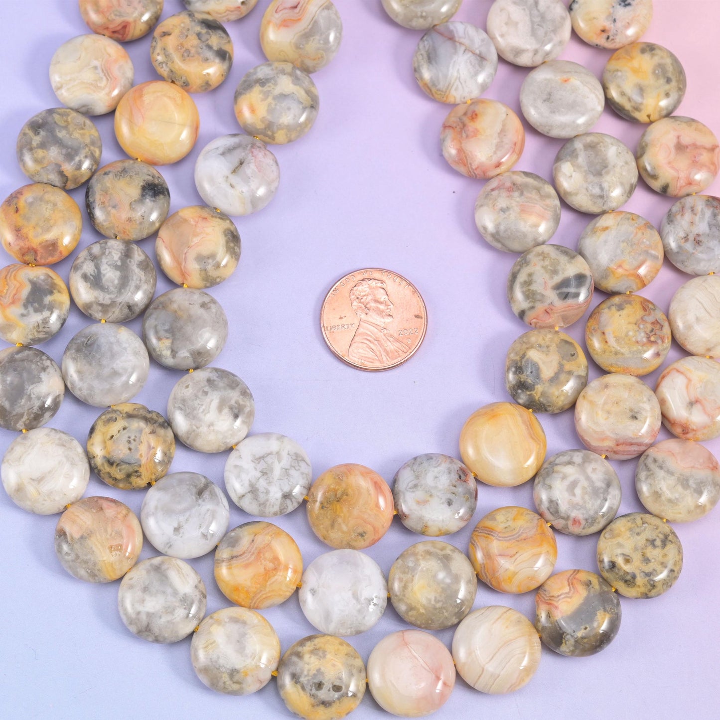 Natural Crazy Agate smooth coin beads for statement necklaces and bracelets