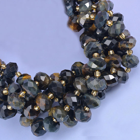 Faceted rondelle cut iron tiger eye beads