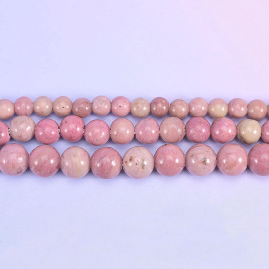 Pink Rhodonite beads, smooth round, 6mm, 8mm, 10mm