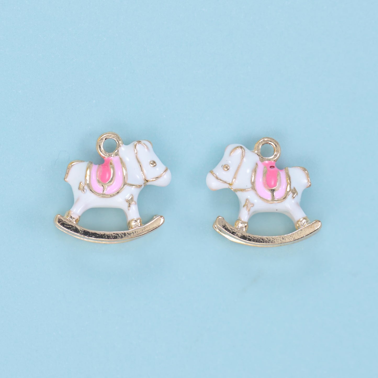 Enamel Rocking Horse Charm 13x12mm, ring on the back of the neck for hanging