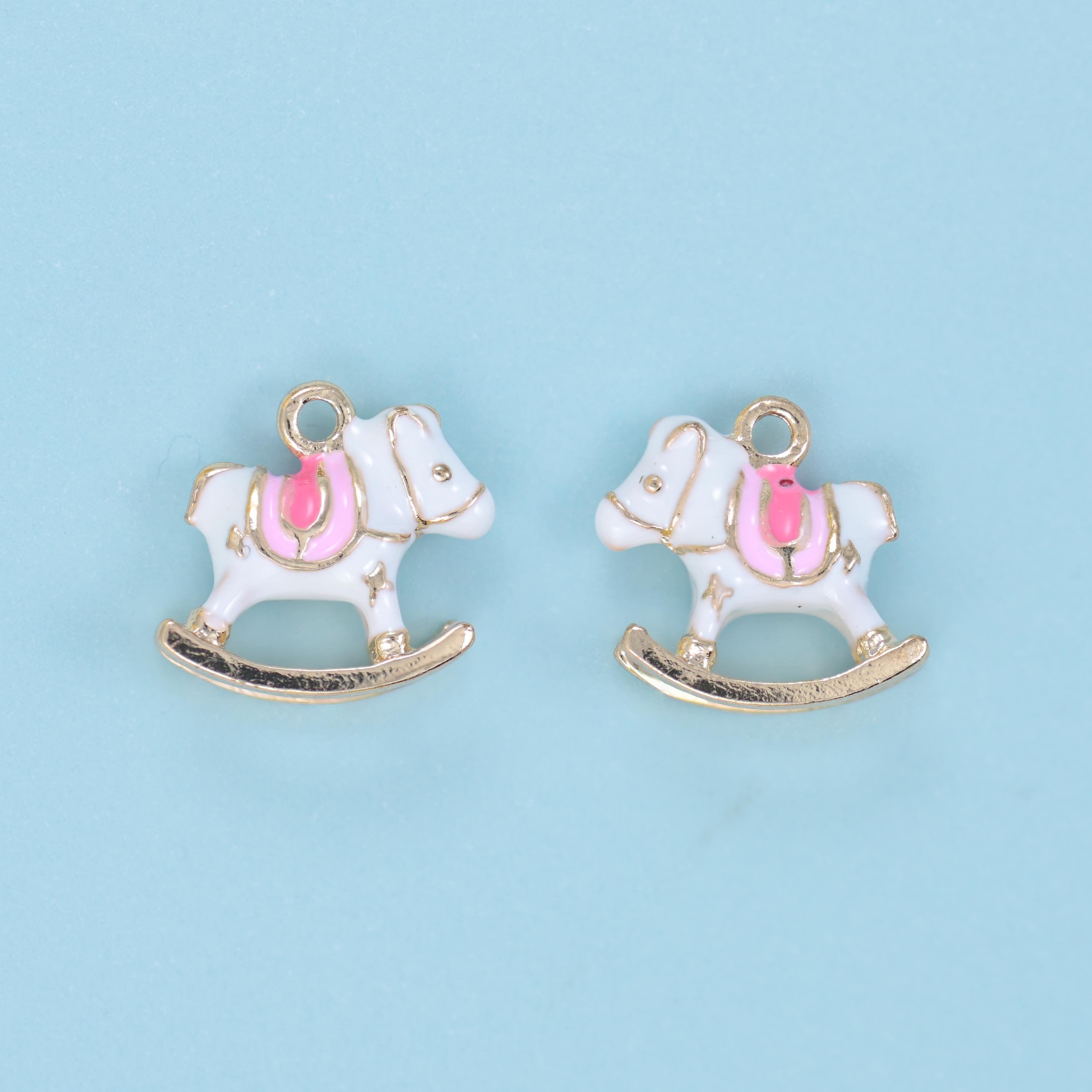 Enamel Rocking Horse Charm 13x12mm, ring on the back of the neck for hanging