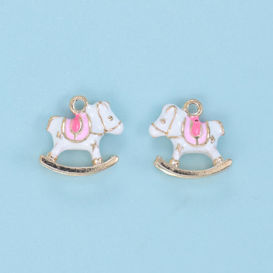 Enamel Rocking Horse Charm 13x12mm, ring on the back of the neck for hanging
