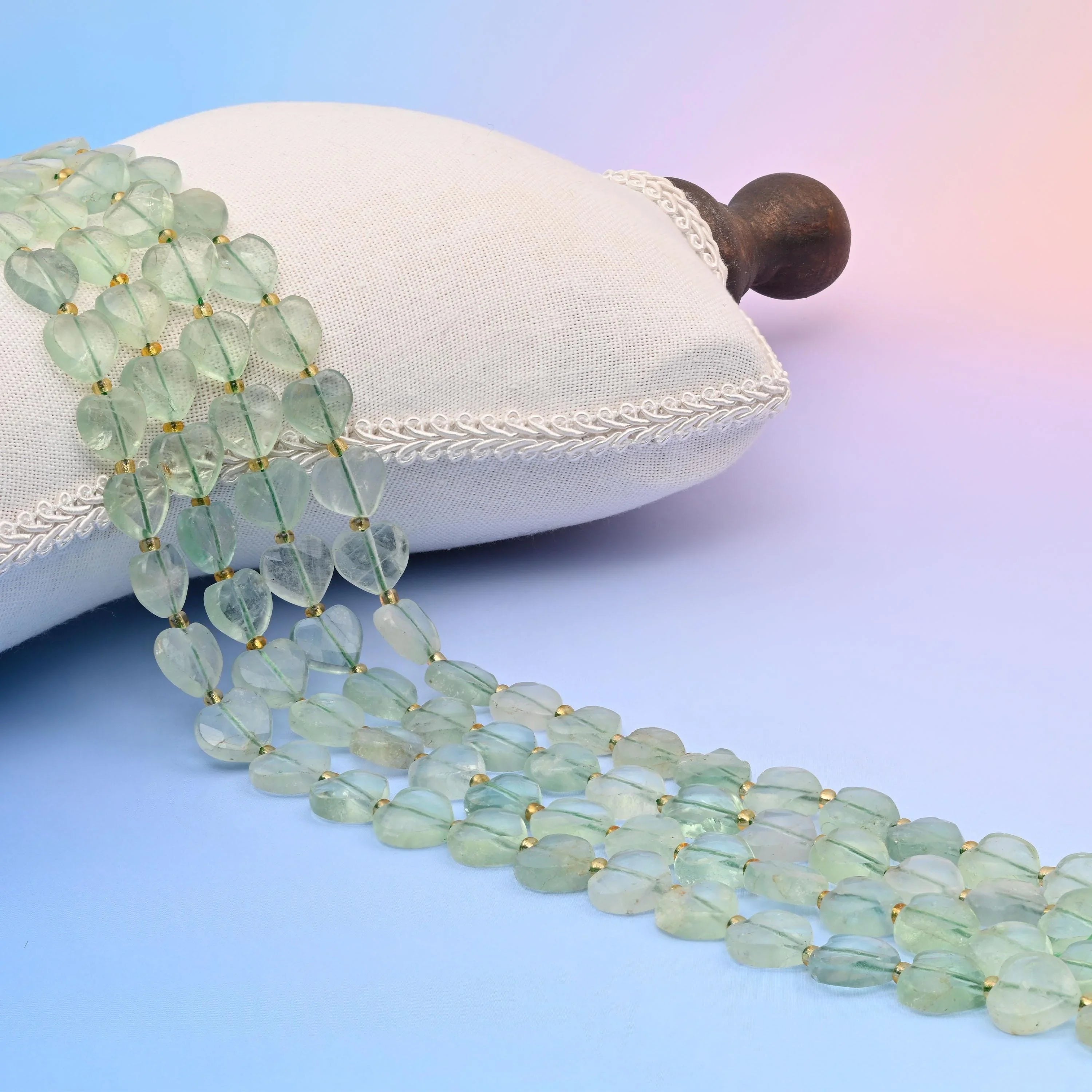 Green Amethyst Faceted Heart Beads 12mm